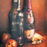 3D Wine Bottles Still Life