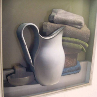 3D White Pitcher and Towels Still Life