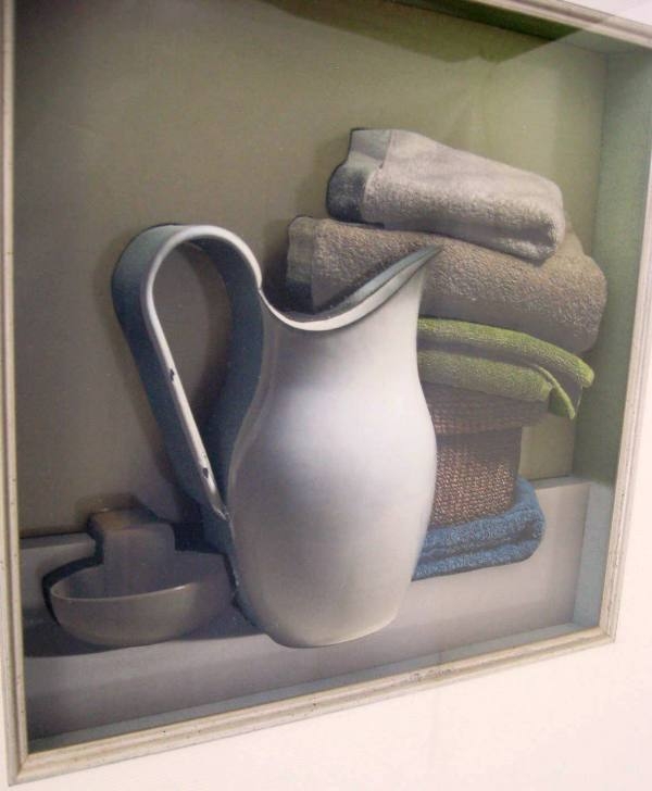 3D White Pitcher and Towels Still Life