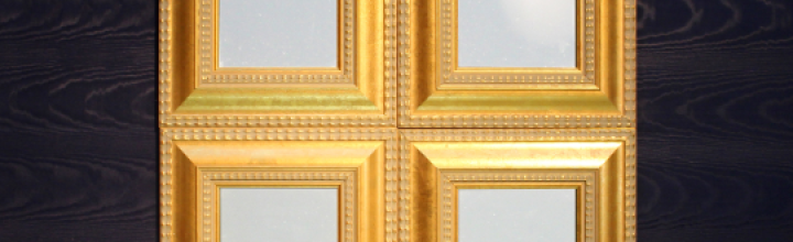 Golden Ornated Square Mirrors Wall