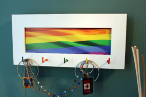 Rainbow Multi Color Pride Flag Wooden Keyholder Key Racks Keys Hooks Jewelry Holder Organizer