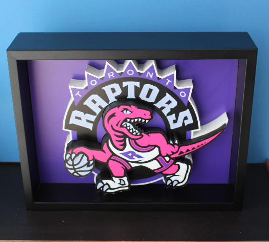 Toronto Raptors NBA 3D Pop Up Art Shadow Box