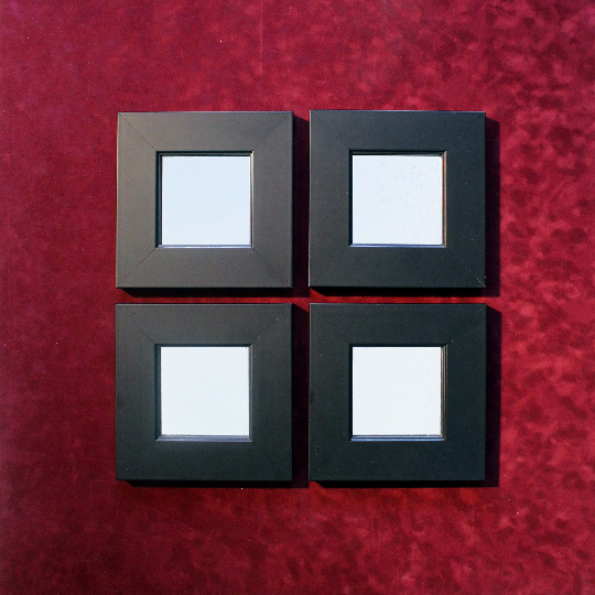 Black Square Diamond Small Framed Wooden Mirrors